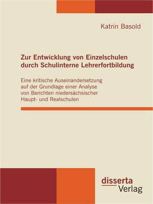 cover image of Zur Entwicklung von Einzelschulen durch Schulinterne Lehrerfortbildung